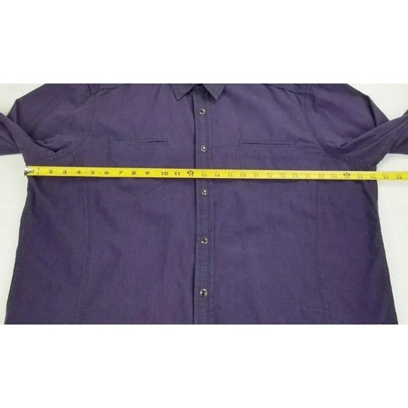 INC Size 2XL Men's Purple Long Sleeve Black Pearl Snap Elbow Button Cotton Shirt - Picture 2 of 6